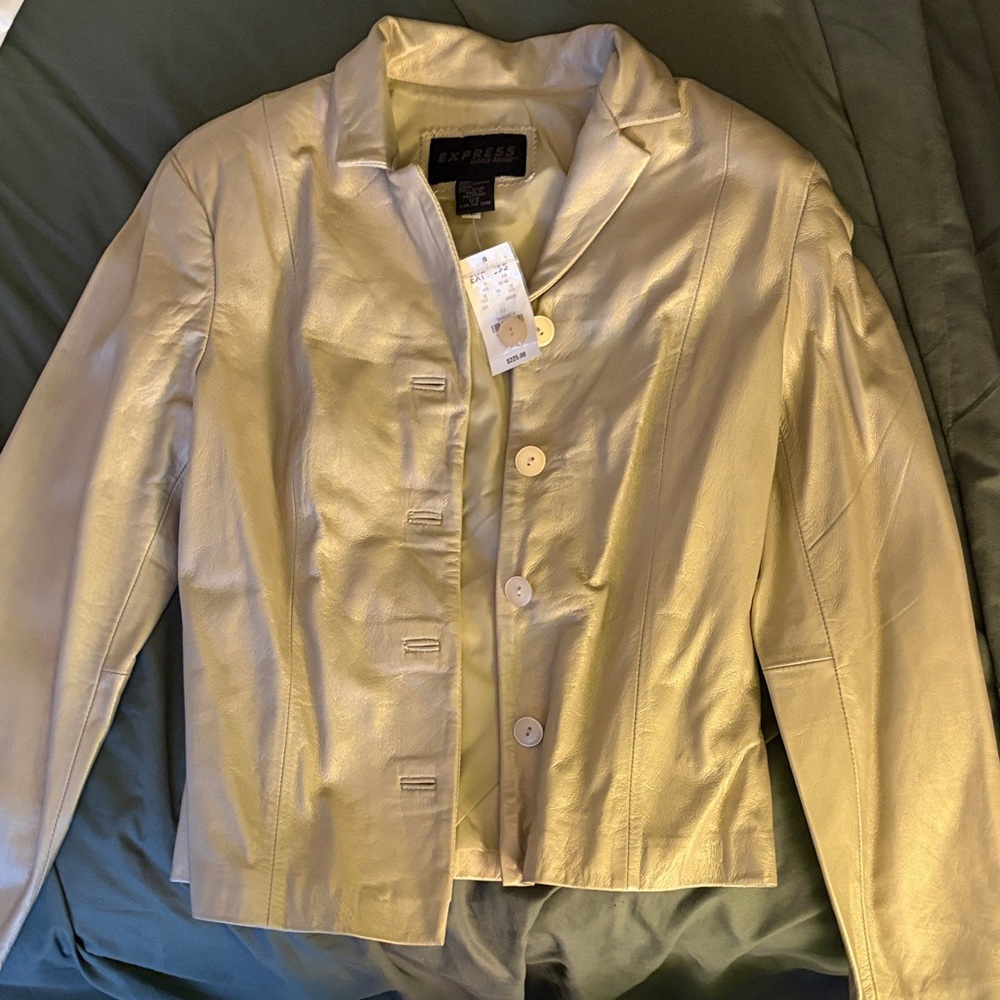 Express Gold Leather Blazer Jacket